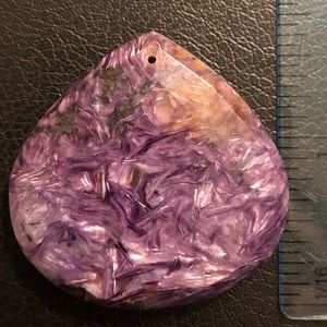 Genuine charoite faceted large focal bead drilled for pendant